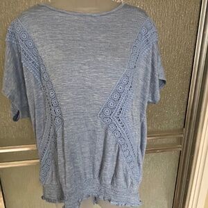 I.N. STUDIO Women's blue top with lace , plus size 1X